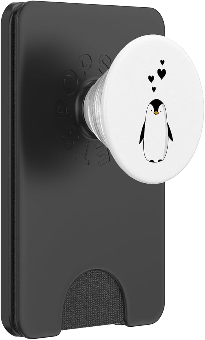 Cute Penguin with Hearts - I Love Penguins PopSockets Adhesive PopGrip