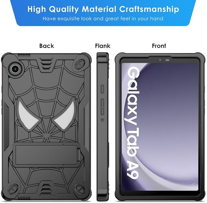 DETUOSI Case for Samsung Galaxy Tab A9 8.7 2023 Tablet (SM-X110/X115/X117) with Shoulder Strap3-Layers Hybrid Heavy Duty Full-Body Shockproof4-Angles Viewing Protective Cover