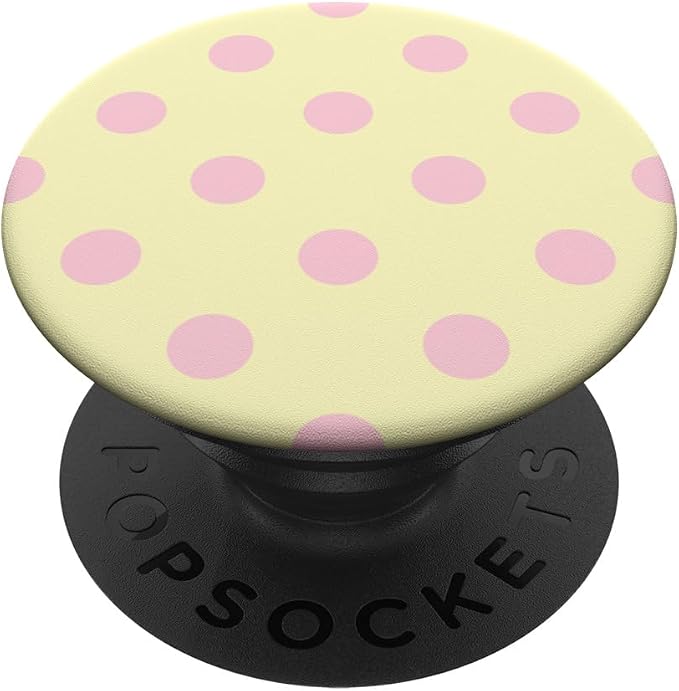 Butter Yellow Light Pink Polka Dot Aesthetic Cute Big Dots PopSockets Adhesive PopGrip