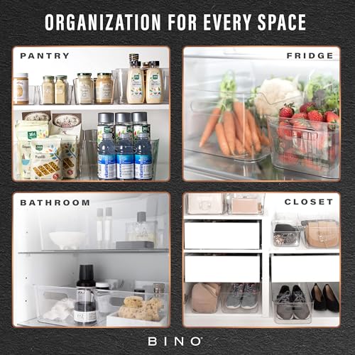 BINO | Plastic Organizer Bins, X-Small - 4 Pack | THE SOHO COLLECTION | Multi-Use Organizer Bins | Pantry & Freezer Bin | Plastic Storage Containers | Bin for Home & Kitchen Org - size: X-Small