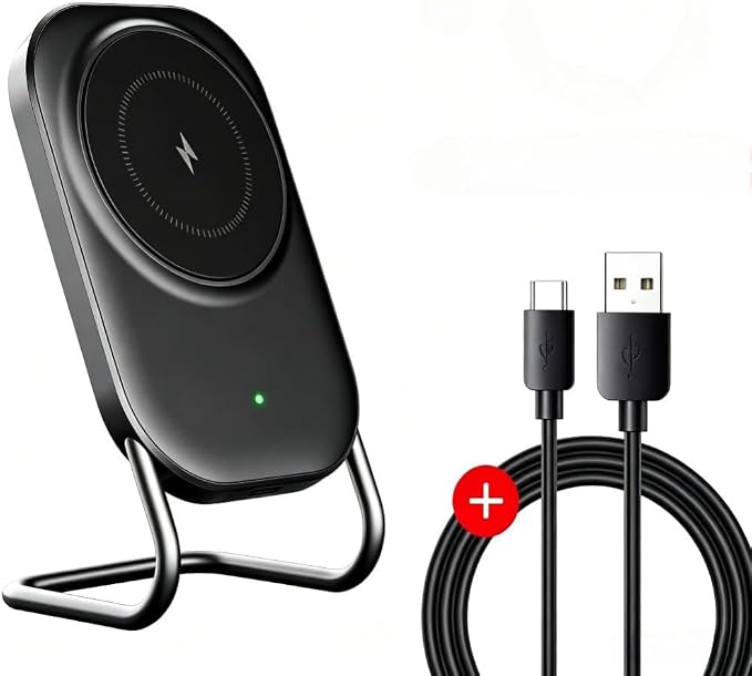 Desktop 15W 2 in 1 Magnetic Wireless Charger Stand for iPhone 17 16 15 14 13 12 Pro Max Samsung (Black)