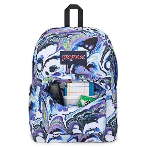 JanSport Superbreak Backpack - Durable, Lightweight Premium Backpack, Marble Mood Blue Iolite