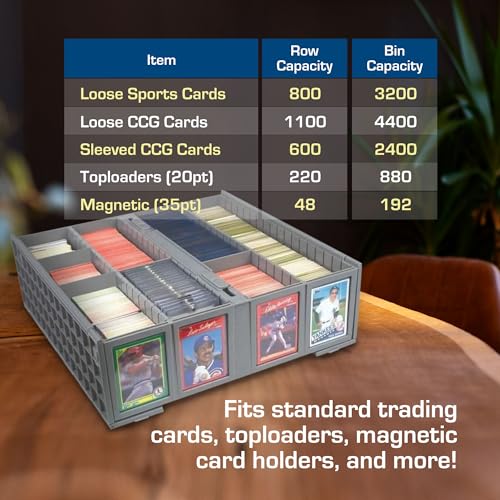BCW Collectible Card Bin (2-Pack, Gray) | Holds 3200 Cards Each | Includes 4 Dividers | Storage for Pok?mon, MTG & Sports Cards