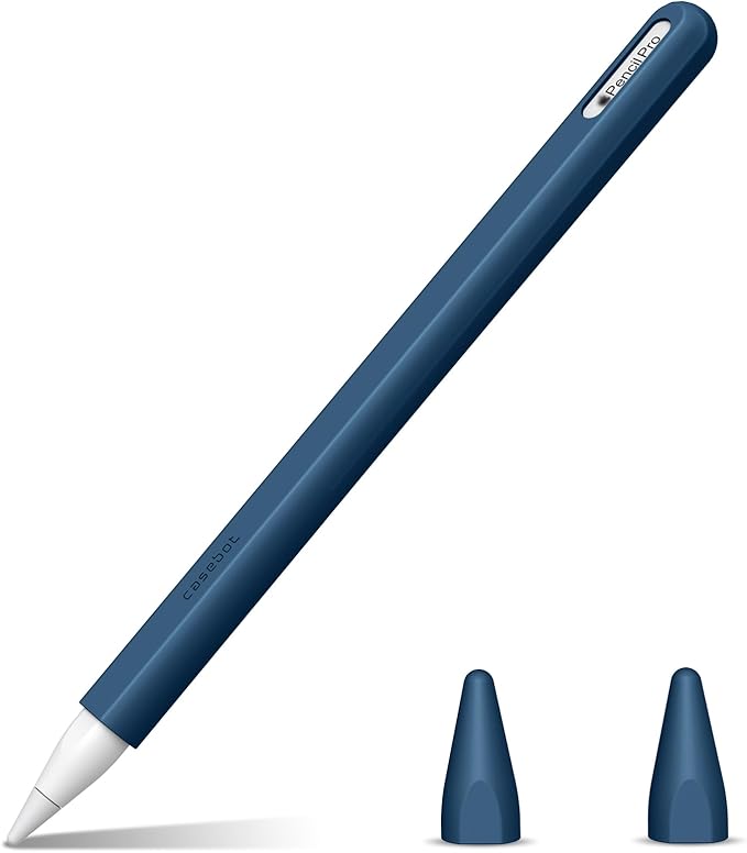 Fintie Silicone Sleeve for Apple Pencil Pro & Apple Pencil 2nd Generation, Light Pen Skin Case Cover Soft Protective Grip Holder with 2 Nib Covers Accessories, Cyan Blue
