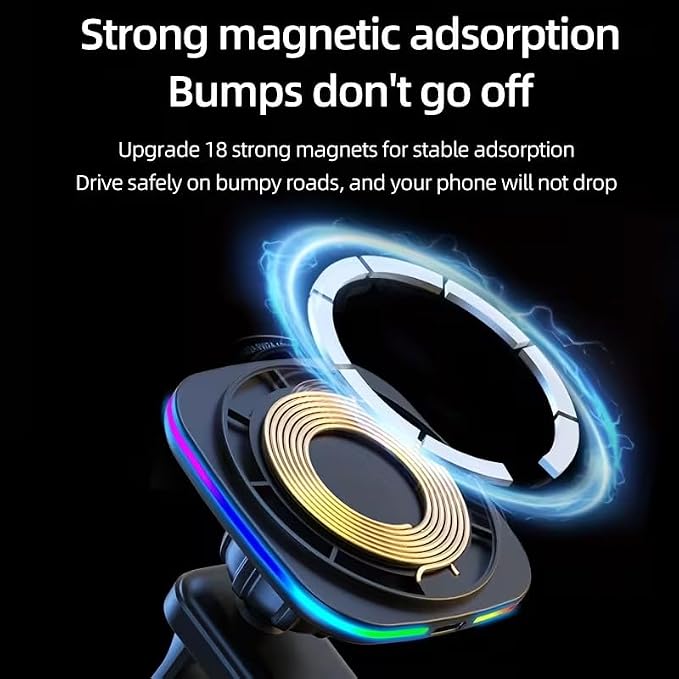 Experience Effortless Charging Fast Charging Mount Charger Magnetic Wireless for Your Cars &amp Travel NeedsBlack