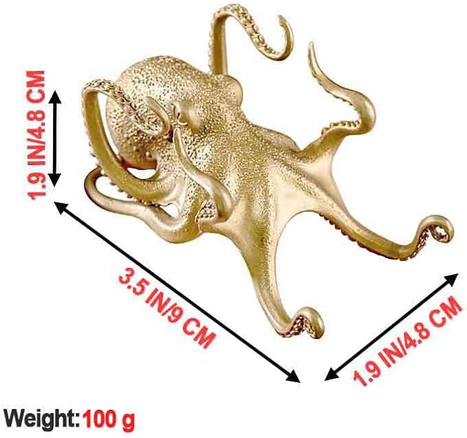 Octopus Mobile Phone Holder Multifunctional Octopus Holder Phone Stand Pen Holder Octopus Statue Animal Sculpture Collectibles Desk Decor Ornaments (Gold)