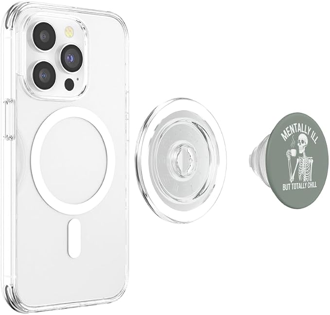 Mentally Skeleton ILL But Totally Chill Halloween Bookish PopSockets Adhesive PopGrip