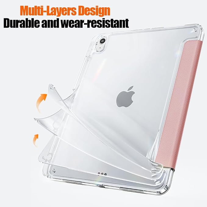 Slim Case for iPad Air 11 M4/M3/M2 &amp 10.9 5th/4th Gen Aqua Blue | Pencil Holder Multi-Angle Y Fold Stand Clear Acrylic Cute Cover Auto Wake-Sleep 2026/2025/2024/2022/2020