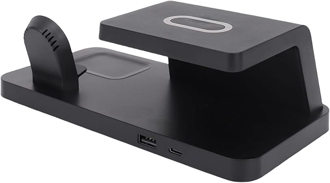 GOWENIC Multifunctional Alarm Clock with Wireless Charger 15W Fast Charging Station for Phone Watch Earbuds Desktop Charger for Home Office Nightstand Charging Dock for Smartphones
