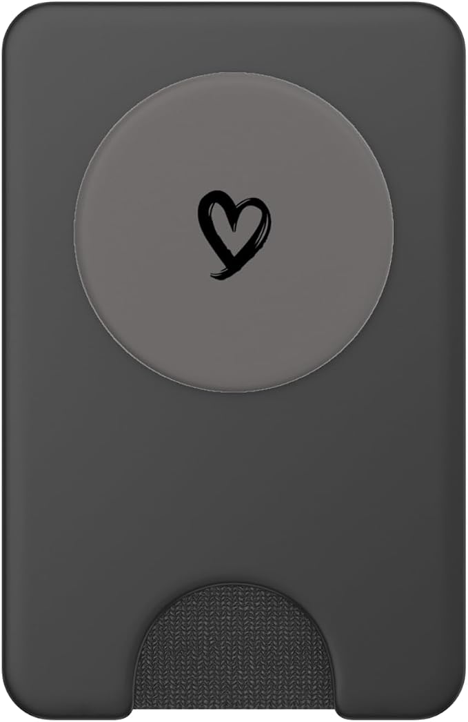 Black Minimalist Heart Gray PopSockets Adhesive PopGrip
