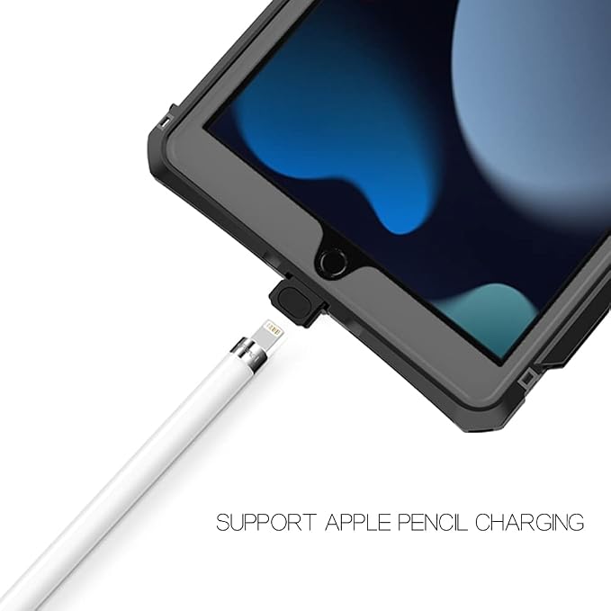 10.2 Waterproof Case Compatible with iPad 9th 8th 7th Generation 2021/2020/2019 Built-in Screen Protector with Strap Stand Pencil Holder Full Body Heavy Duty Protective Shockproof