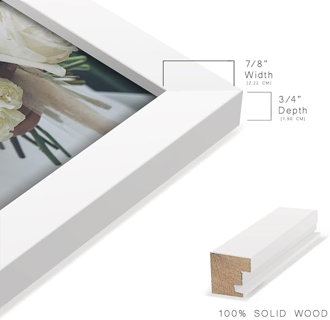 Renditions Gallery 11x14 inch Picture Frame High-end Modern Style, Made of Solid Wood and High Definition Glass Ready for Wall and Tabletop Photo Display, White Frame
