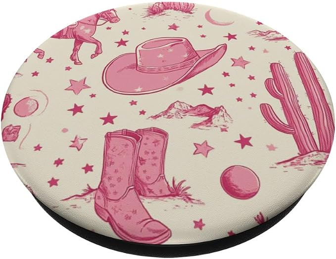 Pink Cowgirl Boots Southern Girl Horse Riding Rodeo PopSockets PopWallet for MagSafe