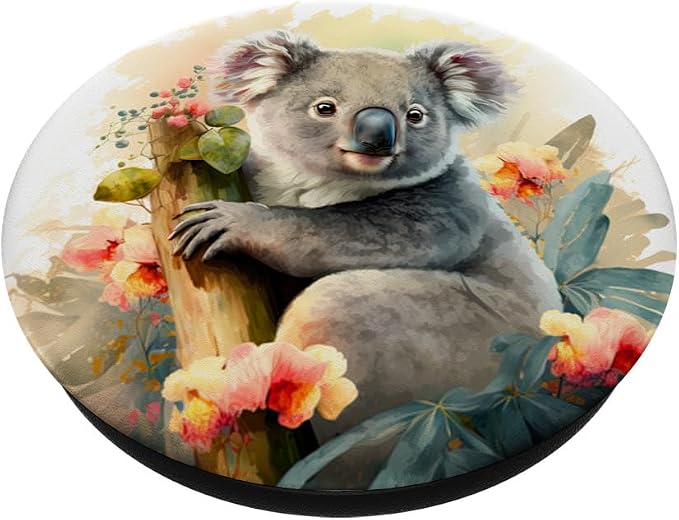 Cute Koala Tropical Watercolor Splash Floral Koala PopSockets Swappable PopGrip