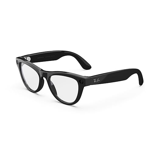 Ray-Ban Meta (Gen 1), Skyler, Shiny Black | Smart AI Glasses for Men, Women — 12 MP Ultra-Wide Camera, Open-Ear Speakers for Audio, Video Recording and Bluetooth — Clear Lenses — Wearable Technology