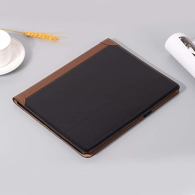 iPad Pro 13'' (M5 2025) (M4 2024) Case DMaos Vintage Book Synthetic Leather Stand Folio Smart Cover Auto Sleep/Wake Business Document Card Holder - Black
