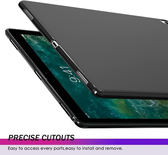 Puxicu Case for iPad Pro 12.9 Inch (2nd &amp 1st Gen) Slim Matte Rubber Soft TPU Protective Cover Black