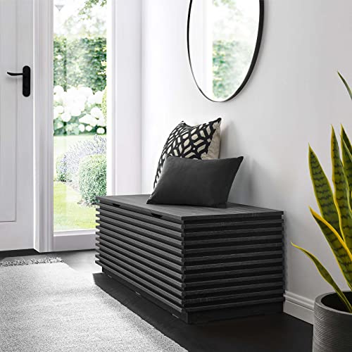 Modway Render 47" Wood Grain Storage Bench in Charcoal - color: Charcoal