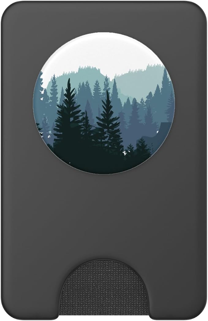 Pine Tree mountain scene Teal forest pattern for women men PopSockets Swappable PopGrip