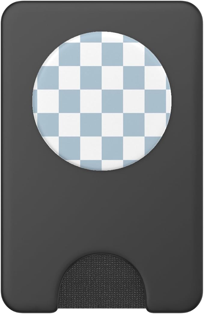 Light Blue Checkered Blue and White Checkered Pattern PopSockets PopGrip for MagSafe