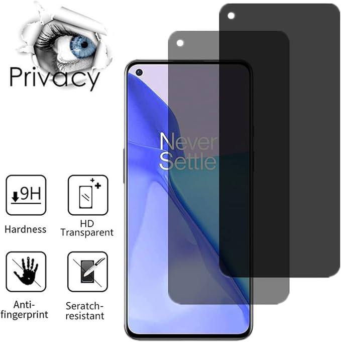 for OnePlus 9 Anti-Spy Tempered Glass [2 Pcs] 9H Hardness Anti-Scratch Anti-Peeping Privacy Screen Protector Proteceive Film for OnePlus 9 Phone (No Fingerprint Unlock)