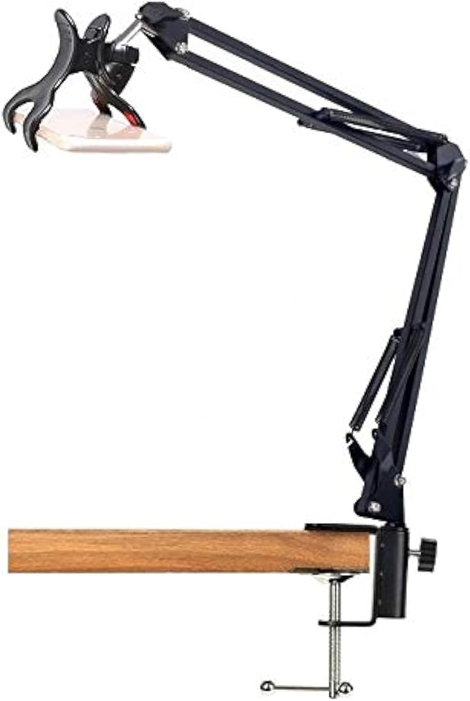 33'' Articulating Arm Phone Mount Stand for Baking Crafting Demo Videos/Live Streaming (Compatible with 4-6.5'' Screen Smartphone)