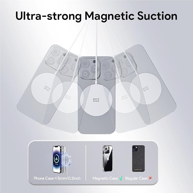 Minthouz 15W Fast Magnetic Wireless Charger Mag Safe Charging Pad Compatible with iPhone 17 Pro Max/17 Pro/17 iPhone 16/15/14/13/12 Series AirPods Qi-Enabled Devices (Black)