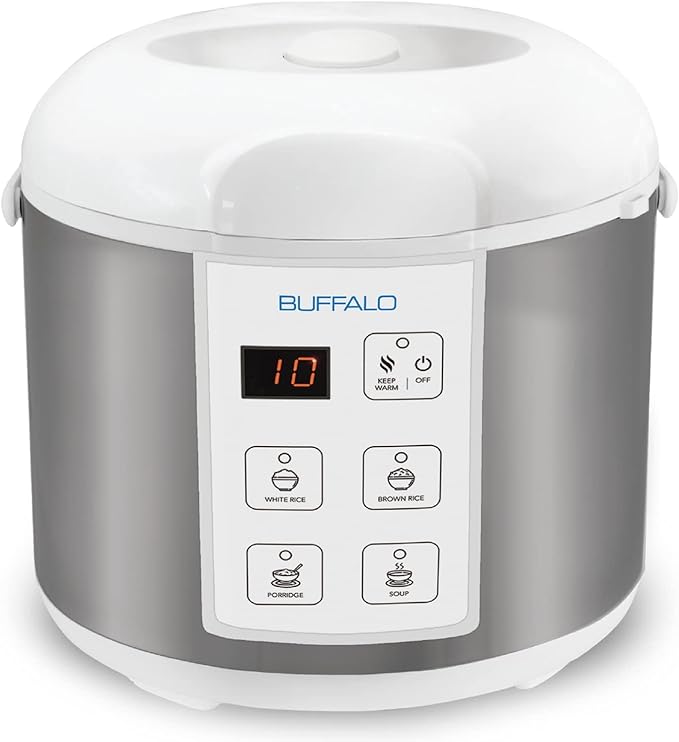Buffalo Rice Cooker Stainless Steel Inner Pot Rice Maker Large, 10 Cup