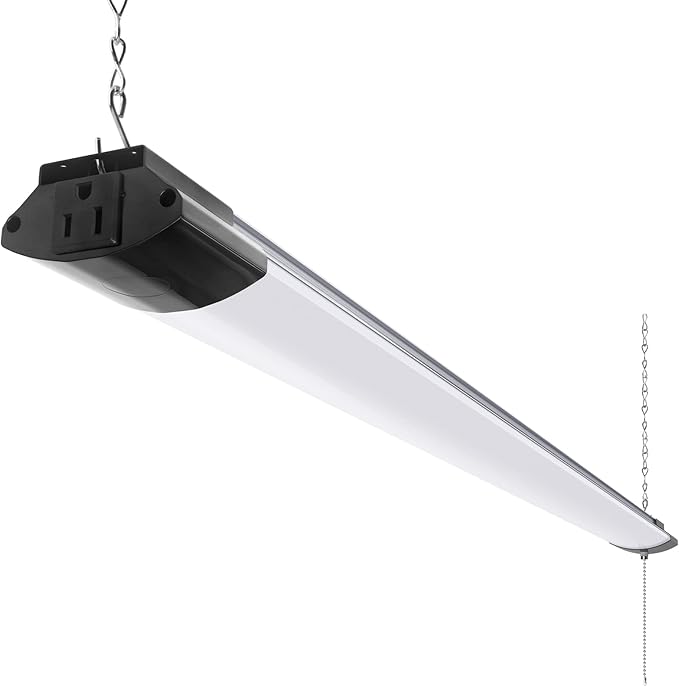 Barrina LED Shop Light for Garage, 10000LM, 84W, 4FT, 5000K Linkable Light Fixture for Workshop, Basement, Hanging or Flush Mount, Heat Dissipation with Pull Chain Switch, ETL,1 Pack