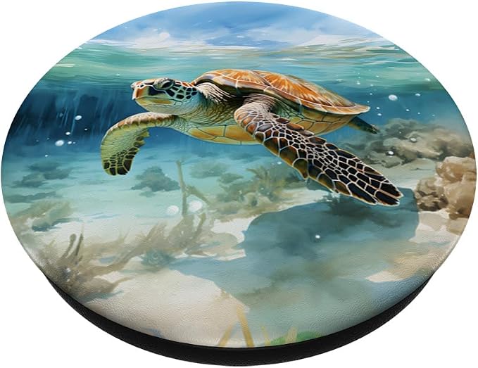 Green Sea Turtle Relaxing Watercolor PopSockets PopGrip for MagSafe