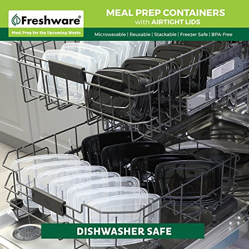 Freshware Meal Prep Containers [50 Pack] 1 Compartment Food Storage Containers with Lids, Bento Box, BPA Free, Stackable, Microwave/Dishwasher/Freezer Safe (16 oz) - size: 16OZ-50PK