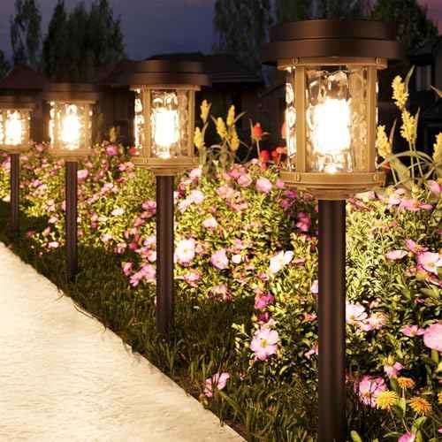 XMCOSY+ Solar Lights Outdoor, 6 Pack Pathway Lights Solar Powered, 20 LM LED Glass Outside Light, Waterproof Lighting for Garden Yard Landscape Driveway Walkway (Warm White)