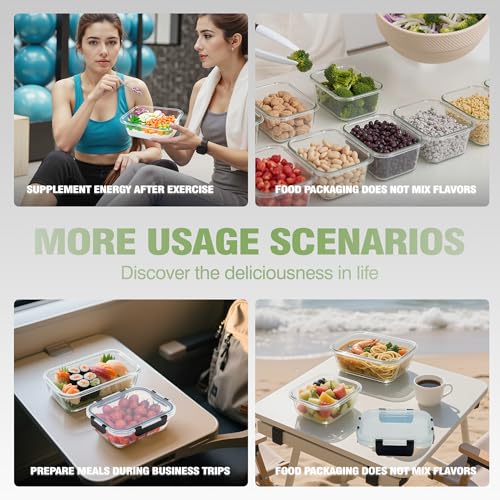 [10-Pack Glass Meal Prep Containers with Lids, Food Storage Containers with Snap Locking Lids, Airtight Lunch Containers, Microwave, Oven, Freezer and Dishwasher,Black - color: Black, size: 10-Pack-Black