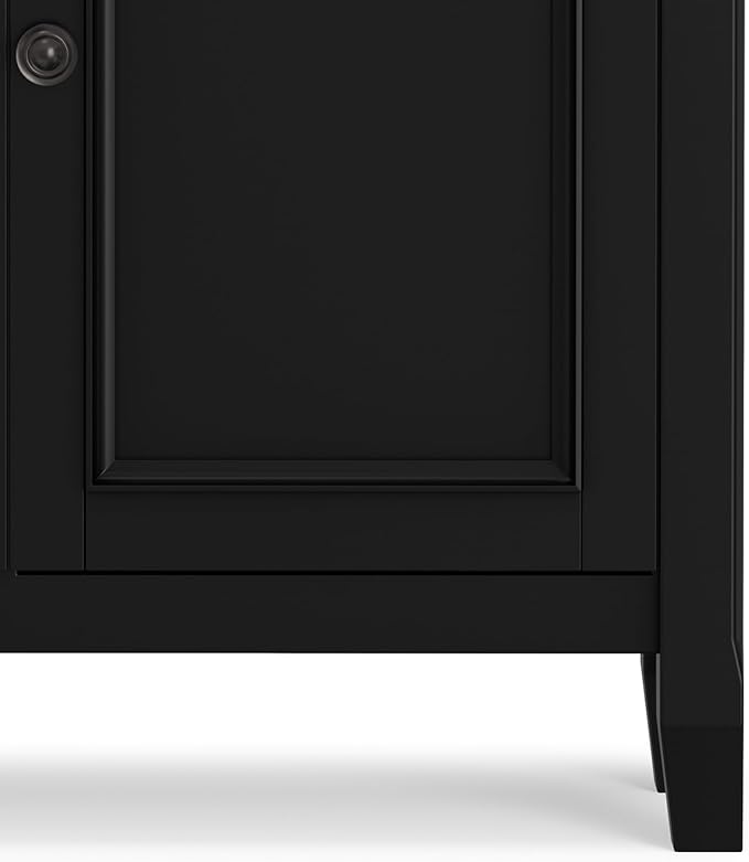 SIMPLIHOME Amherst 36-inch Wide Transitional-Style Storage Cabinet in Black with Drawers and Adjustable Shelves for Entryway or Living Room