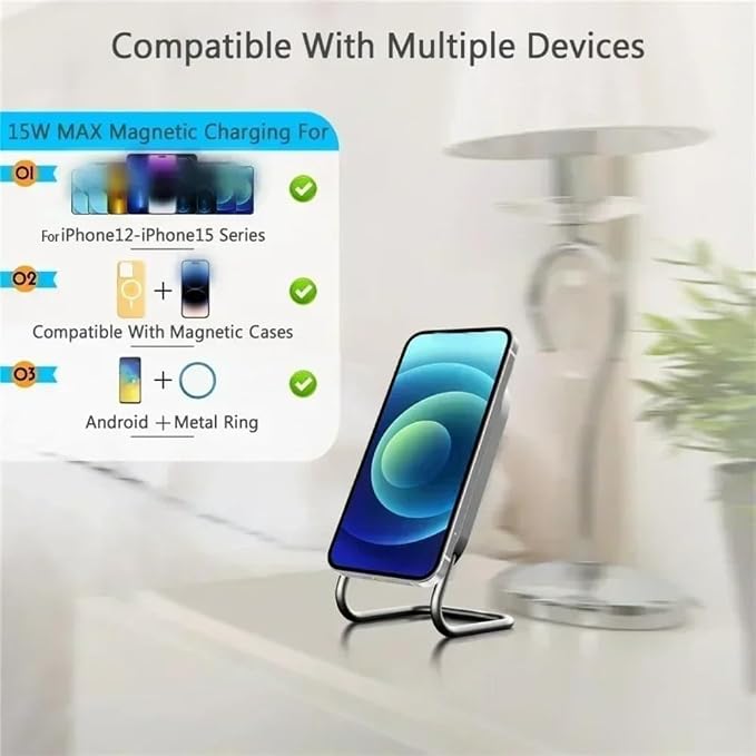 Desktop 15W 2 in 1 Magnetic Wireless Charger Stand for iPhone 17 16 15 14 13 12 Pro Max Samsung (Black)
