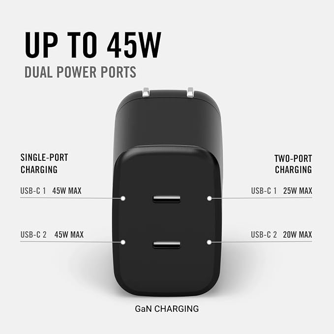 Ridge 45W Wall Charger Set Dual USB-C Ports Laptop-Grade Power with Complete Cable Kit Included - Basecamp Orange