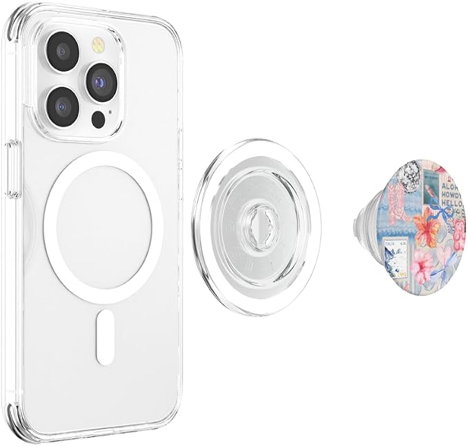 Beachy Blue Coquette Collage Cute Seashell Coastal Summer PopSockets PopWallet for MagSafe