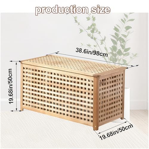 Solid Wood Storage Bench, Large Storage Bin Deck Box with Removab Bag, Wood Coffee Table for Entryway, Living-room, Bedroom, Patio, DIY Bunny House, 39x20x20in