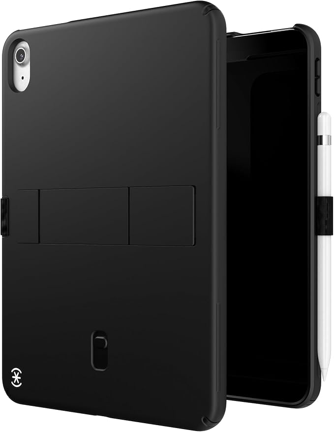 Speck iPad 10.9 Inch Tablet Case and Stand - Scratch Resistant Drop Protection &amp Quick Release Kickstand - for iPad 10th Gen 2022 - StandyShell Black/White