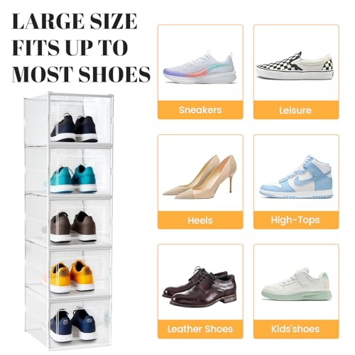 Shoe Storage Boxes, Stack Without Toppling Modular storage boxes combine freely for use in closets, under beds, hallways, and entryways. Space-saving. (Transparent, 12 Pack) - color: Transparent, 12 Pack