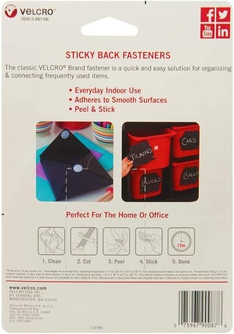 VELCRO Brand 5 Ft x 3/4 in | White Tape Roll with Adhesive | Cut Strips to Length | Sticky Back Hook and Loop Fasteners | Perfect for Home, Office or Classroom (Pack of 2)