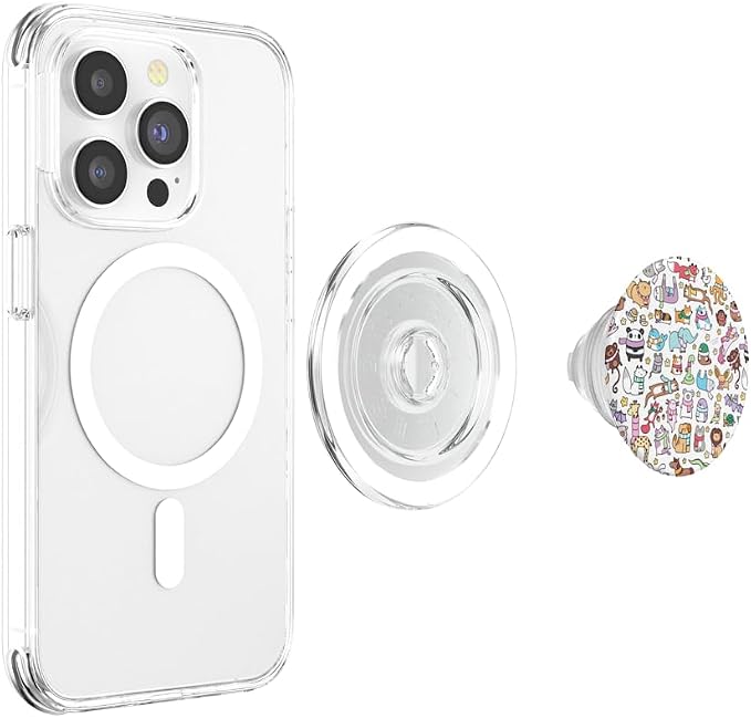 Cute Animals Doodles PopSockets PopGrip: Swappable Grip for Phones &amp Tablets PopSockets Adhesive PopGrip