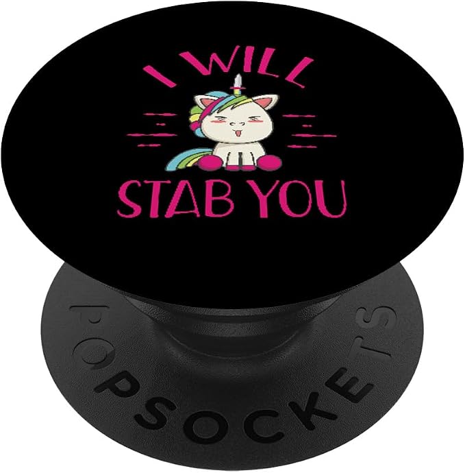 Evil Unicorn I Will Stab You Funny Novelty Knife Pop Socket PopSockets Adhesive PopGrip