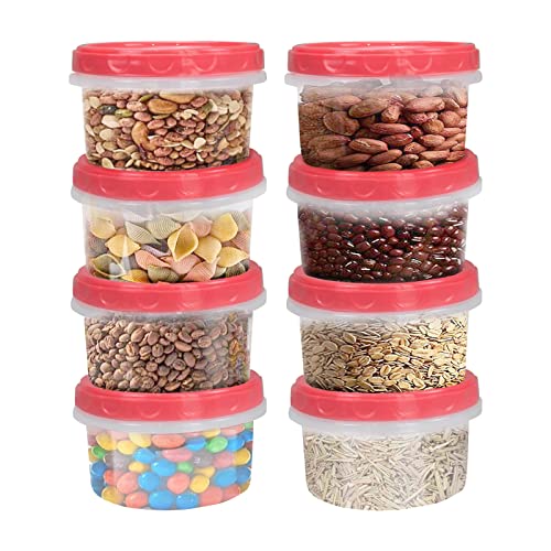 Jucaifu 8 Pack 8 Ounce reuseable small plastic freezer storage container jars with screw lid for food snacks lunch Red - color: Red(8PCS)