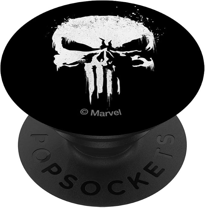 Marvel The Punisher White Ink Splatter Skull Logo PopSockets Adhesive PopGrip