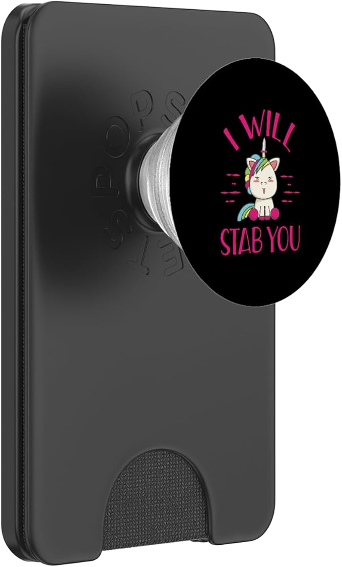 Evil Unicorn I Will Stab You Funny Novelty Knife Pop Socket PopSockets Adhesive PopGrip
