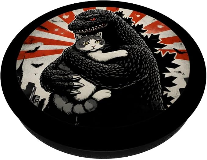 Black Red Monster Cat PopSockets PopWallet for MagSafe