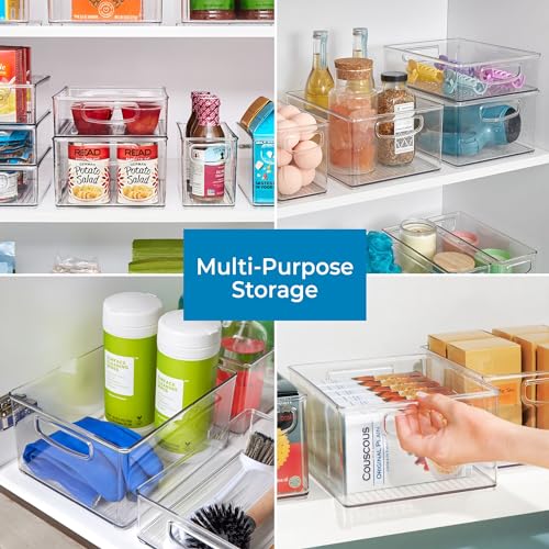 iDesign Stackable Storage Bin with Handles - Organize Pantry, Fridge, or Freezer, Clear, Made in USA - style: Pack of 1