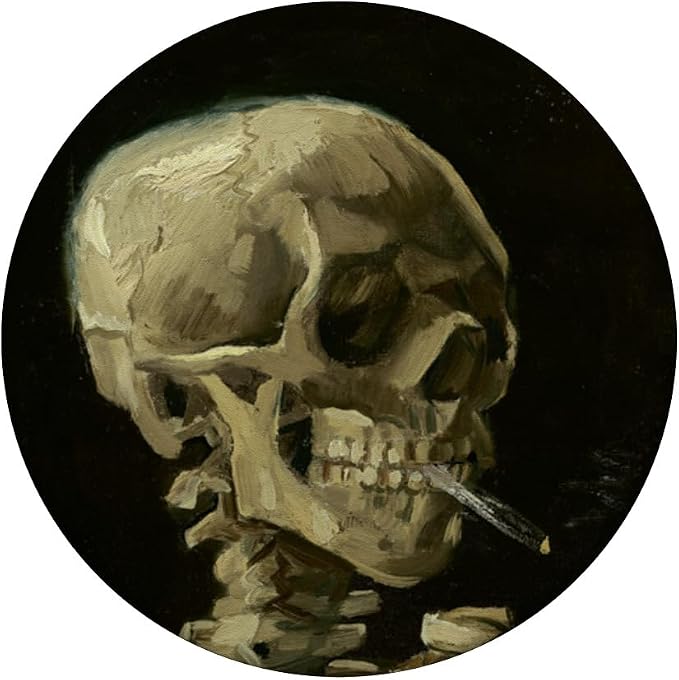 Skull of a Skeleton with Burning Cigarette Van Gogh Art PopSockets Adhesive PopGrip