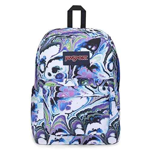 JanSport Superbreak Backpack - Durable, Lightweight Premium Backpack, Marble Mood Blue Iolite